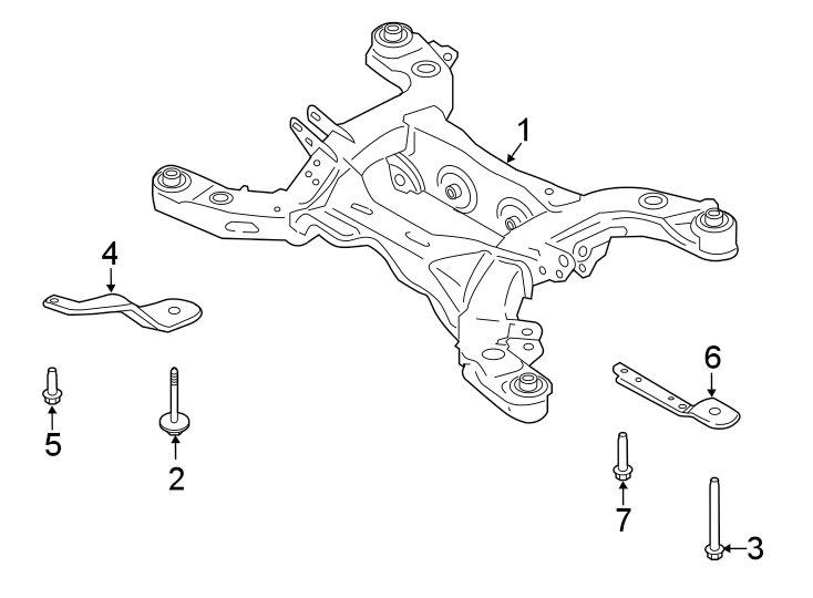 Ford Explorer Suspension Crossmember Bolt. Right, Rear, Mounting, Left